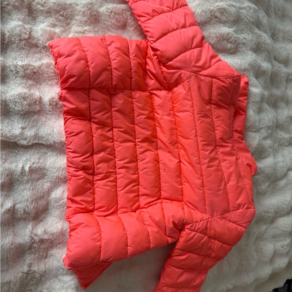 Kids Neon Coral Puffer Jacket. Old Navy EUC, worn once. - Picture 3 of 5